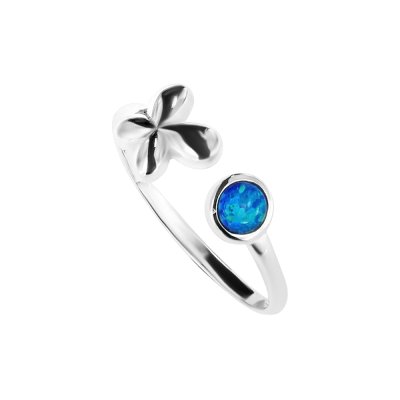 Sterling Silver Synthetic Blue Opal Butterfly Ring