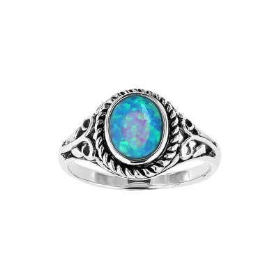 Sterling Silver Synthetic Blue Opal Ring