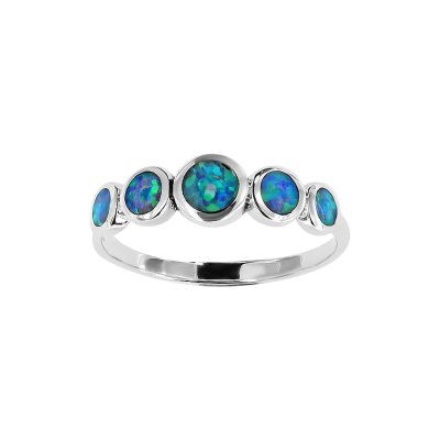 Sterling Silver Synthetic Blue Opal Ring