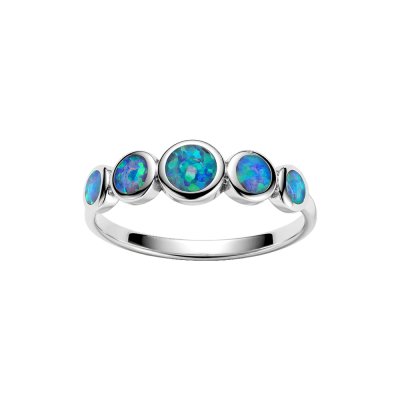 Sterling Silver Synthetic Blue Opal Ring
