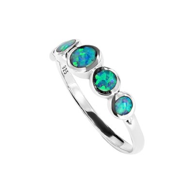 Sterling Silver Synthetic Blue Opal Ring