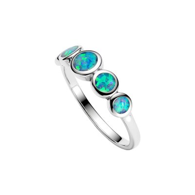 Sterling Silver Synthetic Blue Opal Ring