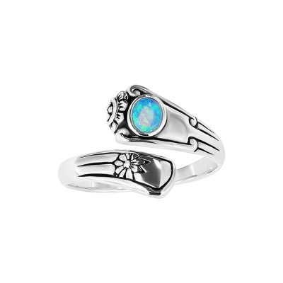 Sterling Silver Synthetic Blue Opal Ring
