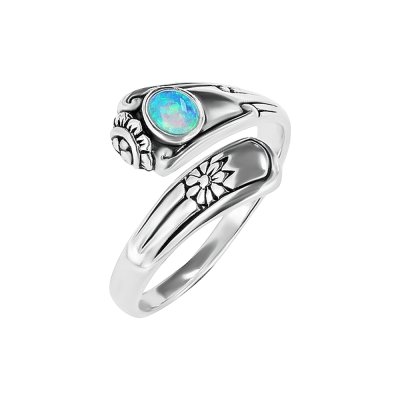 Sterling Silver Synthetic Blue Opal Ring