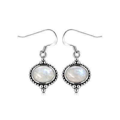 Sterling Silver Rainbow Moonstone Earrings