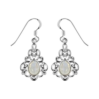 Sterling Silver Rainbow Moonstone Earrings