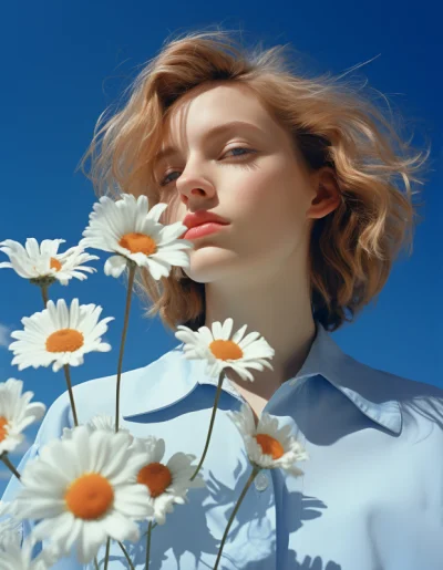 Woman with flower bouquet