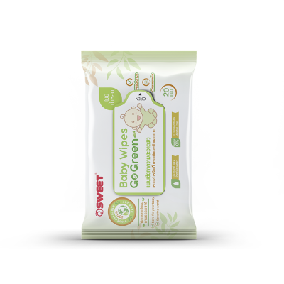 "ทิชชู่เปียก ย่อยสลายได้" SWEET Baby Wipes Go Green 20 แผ่น