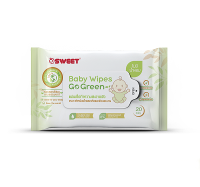 "ทิชชู่เปียก ย่อยสลายได้" SWEET Baby Wipes Go Green 20 แผ่น