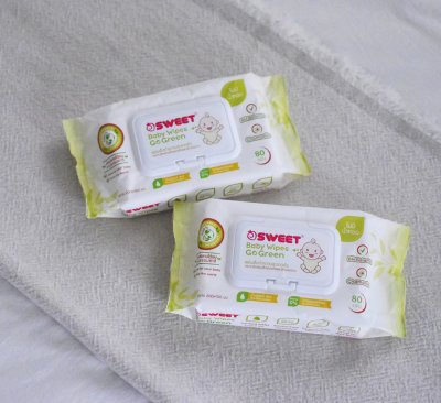 [ ทิชชู่เปียกย่อยสลายได้ ] SWEET Baby Wipes Go Green ขนาด 80 แผ่น