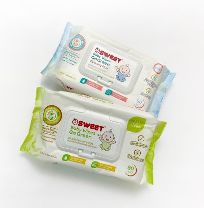 [ ทิชชู่เปียกย่อยสลายได้ ] SWEET Baby Wipes Go Green ขนาด 80 แผ่น