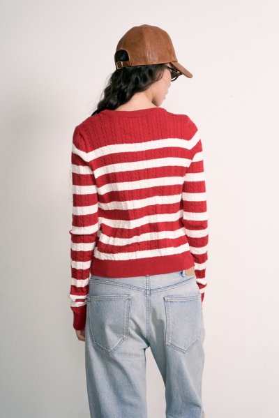 STRIPE CARDIGAN (RED)