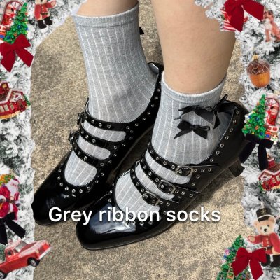 Grey Ribbon Socks