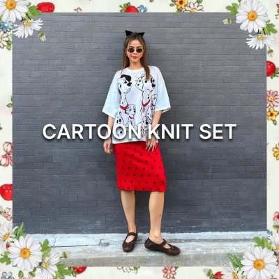 CARTOON KNIT SET (TOP+SKIRT)