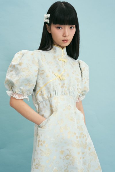 จัดส่ง 12มกรา JASMINE GOLDEN FISH DRESS (BLUE/MINT)