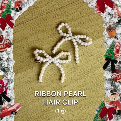 ribbon pearl hair clip