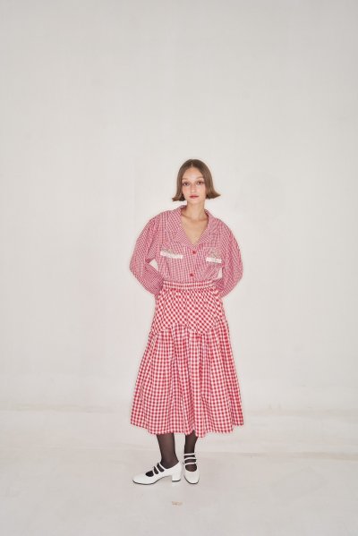 Gingham Skirt red