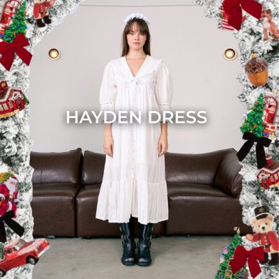 HAYDEN DRESS (WHITE) เเขนสั้นขึ้น