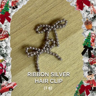 ribbon silver hair clip