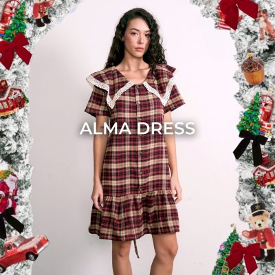 ALMA DRESS (BURGANDY)