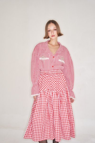 Gingham Skirt red