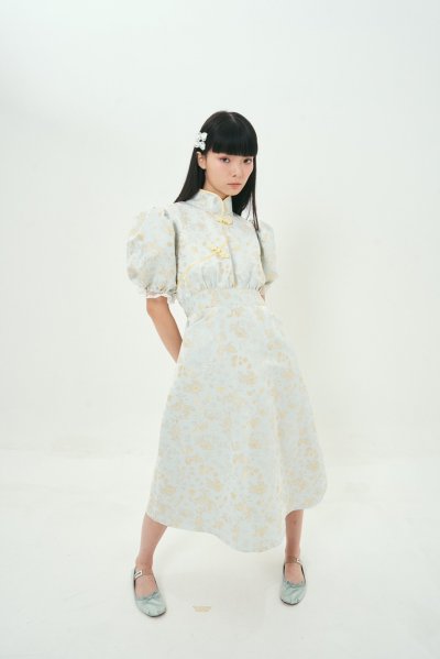 จัดส่ง 12มกรา JASMINE GOLDEN FISH DRESS (BLUE/MINT)