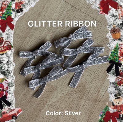 MINI RIBBON set of 6 สีเงิน glitter