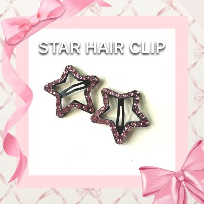 STAR HAIR CLIP 1 คู่ สีชมพู