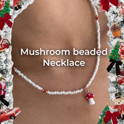 Mushroom beaded Necklace