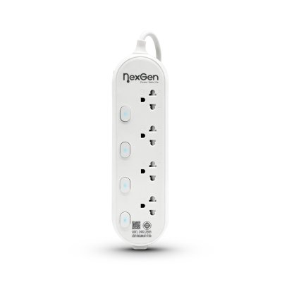 Nexgen ปลั๊กไฟ 4 สวิตช์ 4 ช่อง รุ่น NG-440 สีขาว 5 เมตร