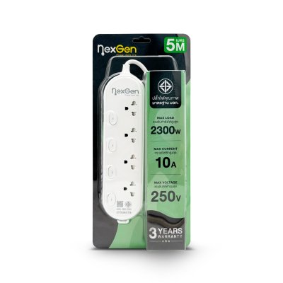 Nexgen ปลั๊กไฟ 4 สวิตช์ 4 ช่อง รุ่น NG-440 สีขาว 5 เมตร