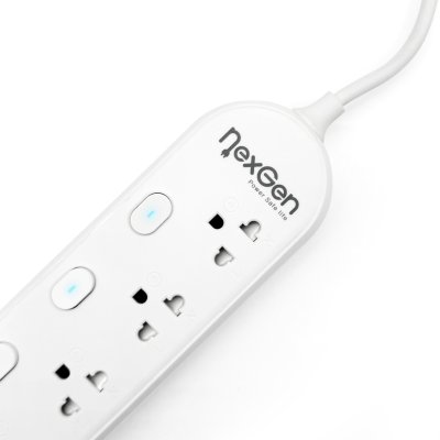 Nexgen ปลั๊กไฟ 4 สวิตช์ 4 ช่อง 2 USB 1 TYPE-C  รุ่น NG-431C สีขาว 5 เมตร