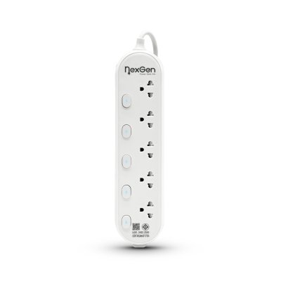 Nexgen ปลั๊กไฟ 4 สวิตช์ 4 ช่อง 2 USB 1 TYPE-C  รุ่น NG-431C สีขาว 5 เมตร