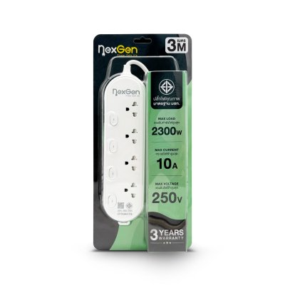 Nexgen ปลั๊กไฟ 4 สวิตช์ 4 ช่อง รุ่น NG-440 สีขาว 3 เมตร