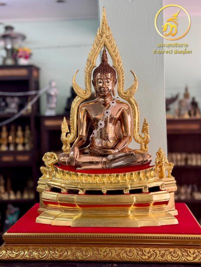 พระพุทธชินราช รุ่น มั่งมี ทวีสุข ปี2567 ขนาดหน้าตัก 9 นิ้ว บรอนซ์ พิ้งค์โกลด์