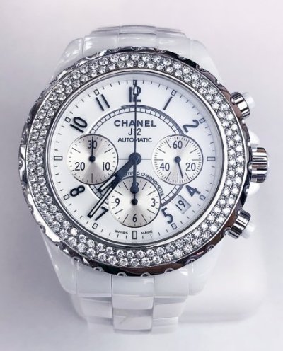 กรอบเพชร CHANEL J12 Chronograph 41mm เพชร 2 แถว