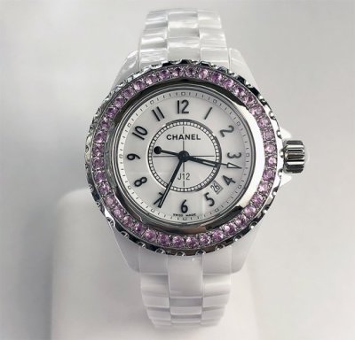 กรอบเพชร CHANEL J12 Ladies 33mm Pink Sapphire