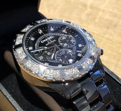 กรอบเพชร CHANEL J12 Chronograph 41mm เพชรเม็ดใหญ่ 24 เม็ด