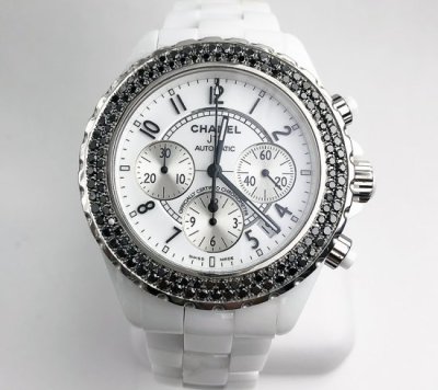 กรอบเพชร CHANEL J12 Chronograph 41mm Black Diamond