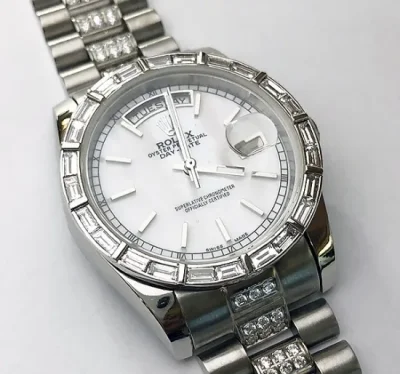 กรอบเพชร Rolex Datejust Daydate WG18K Baguette Diamonds