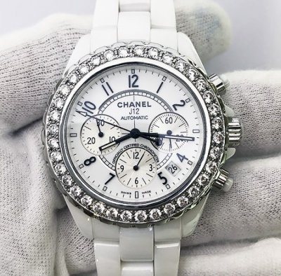 กรอบเพชร CHANEL J12 Chronograph 41mm เพชรเม็ดใหญ่ 36 เม็ด