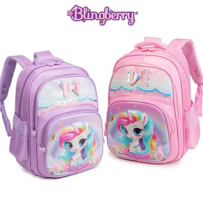 BLINGBERRY Tas Ransel Unicorn Glitter Tas Sekolah Anak SD