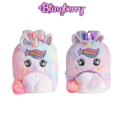 BLINGBERRY Ransel Bulu UNICORN PITA Tas Anak PAUD TK Tas sekolah paud bulu kado unicorn  kado ultah anak