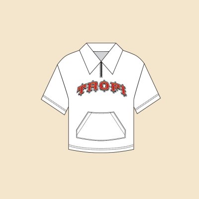TROFI Circus Polo zip - White Sky