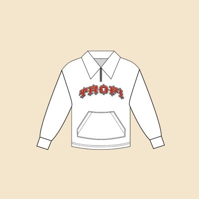 TROFI Circus Long Sleeve Polo zip - White Sky