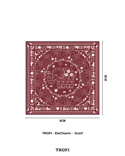 TROFI - EleCharm -  Scarf - Red Elephant