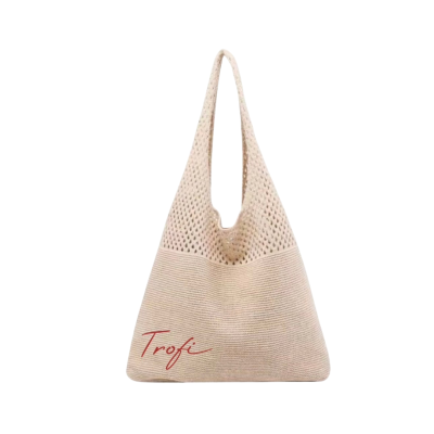 TROFI eversuM Knit Net Bag with TROFI eversuM logo ( CREAMY )