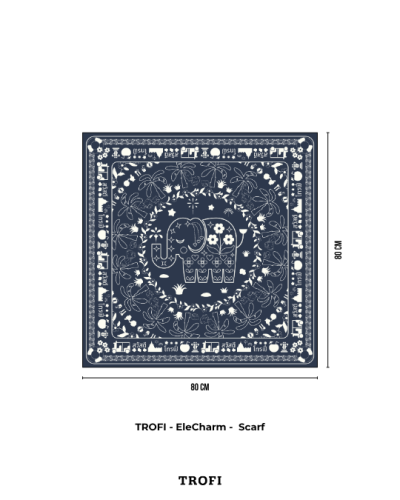 TROFI - EleCharm -  Scarf - Blue Elephant