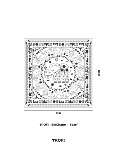 TROFI - EleCharm -  Scarf - White Elephant
