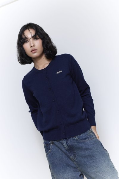 TFF - Baby Cardigan Font Logo - Navy Blue